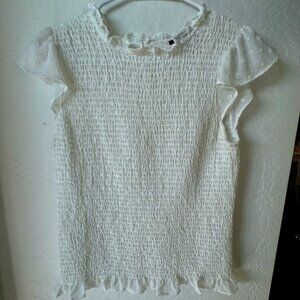 Ad rian na Pap ell Ruched / Smocked  White  Blouse
